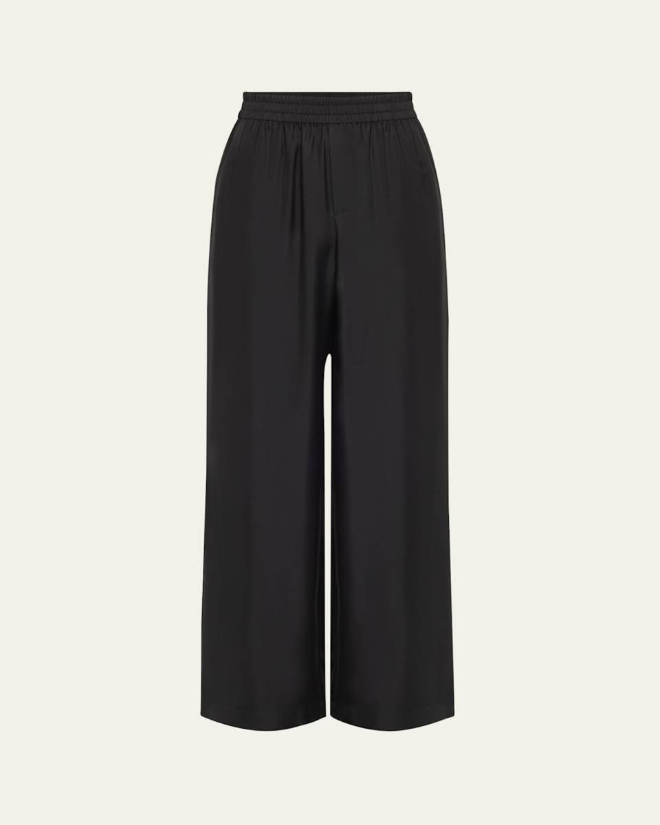 Silk Twill Wide-Leg Trousers